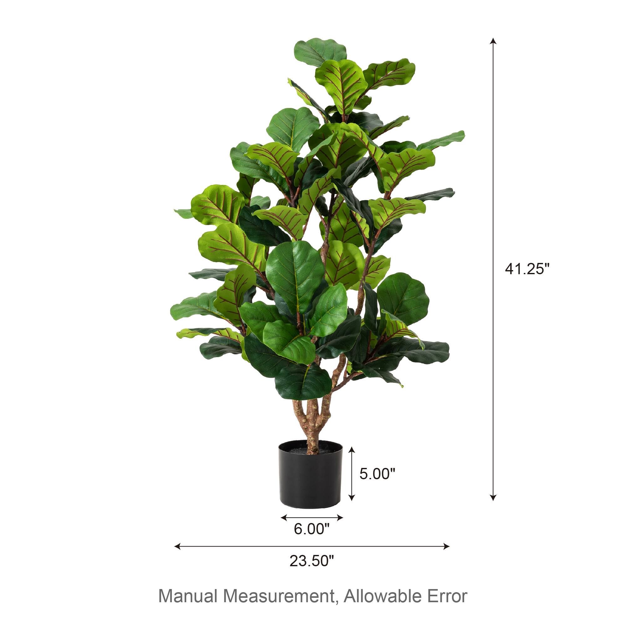Glitzhome® 3.5ft. Faux Fiddle Leaf Fig Tree in Pot